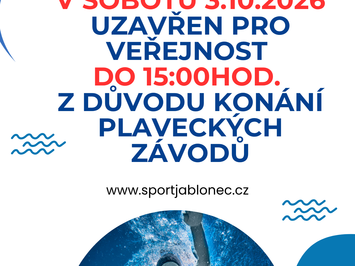 Upozornění na změnu otevírací doby - sobota 3.10.