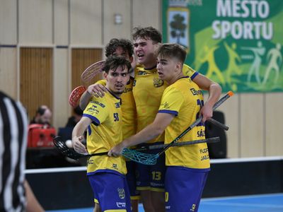 floorball match, men's division – TJ Sokol Dvůr Králové – Municipal sports hall