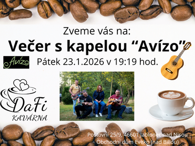 Wieczór z zespołem „Avízo” – Kavárna DaFi, dětský koutek
