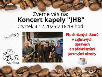 Koncert kapely "JHB" – Kavárna DaFi, dětský koutek