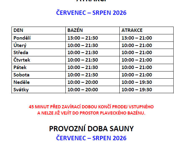 Letnie godziny otwarcia basenu