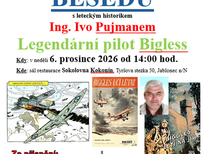 A lecture on the legendary pilot Bigless – Sokolovna complex in Kokonín – Playground