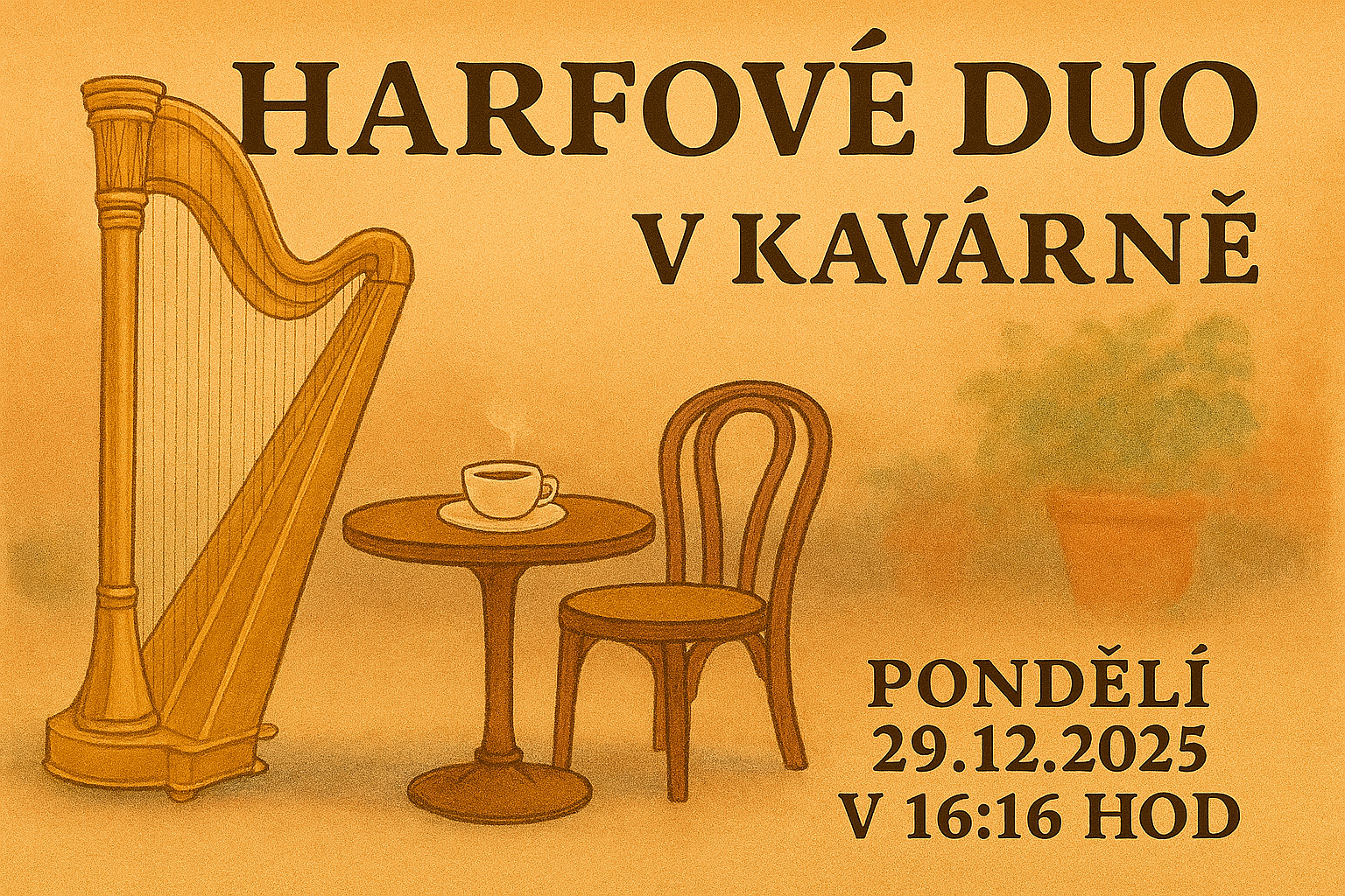 "Harfové duo" v kavárně