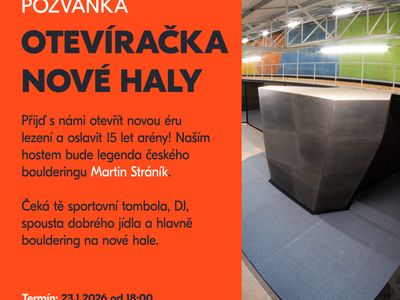 Otevření nové bouldrovky a 15 let Makak Arény – Makak Aréna Jablonec n N