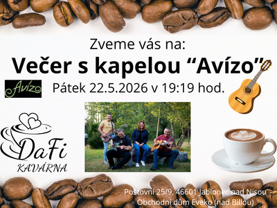 Večer s kapelou "Avízo" – Kavárna DaFi, dětský koutek