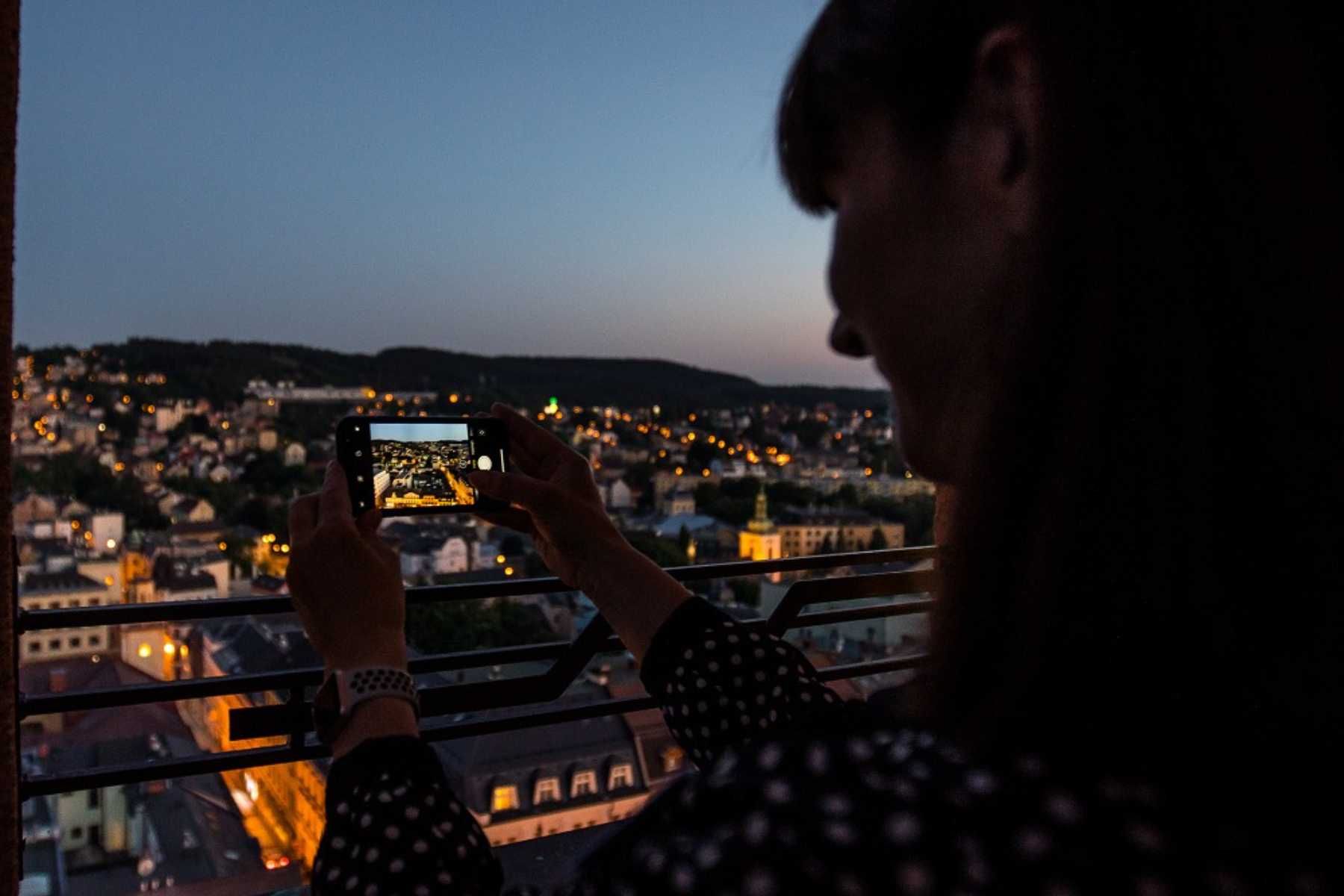 Wieczorny Jablonec widziany z wieży ratusza (Noc Muzeów)