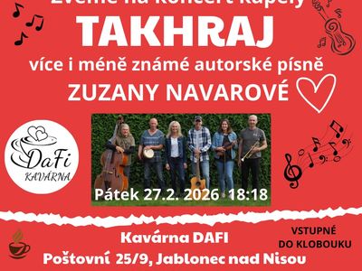 Koncert kapely "TAKHRAJ" – Kavárna DaFi, dětský koutek